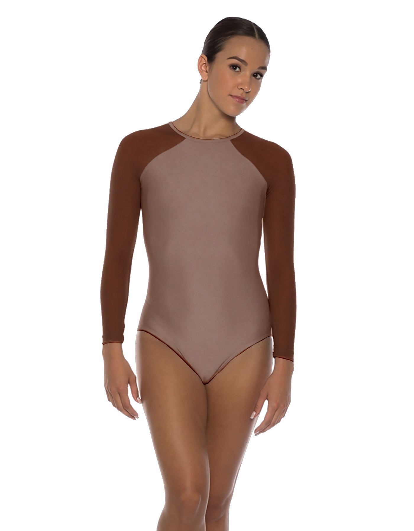 Solid Lycra LS Raglan Leotard Keyhole Back