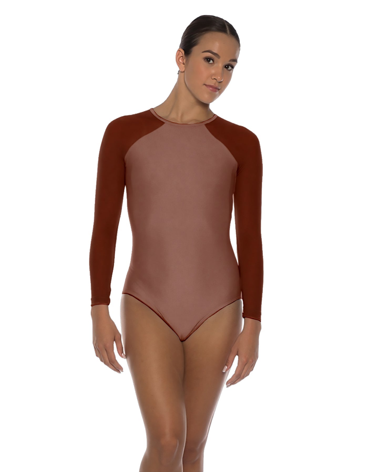 Solid Lycra LS Raglan Leotard Keyhole Back