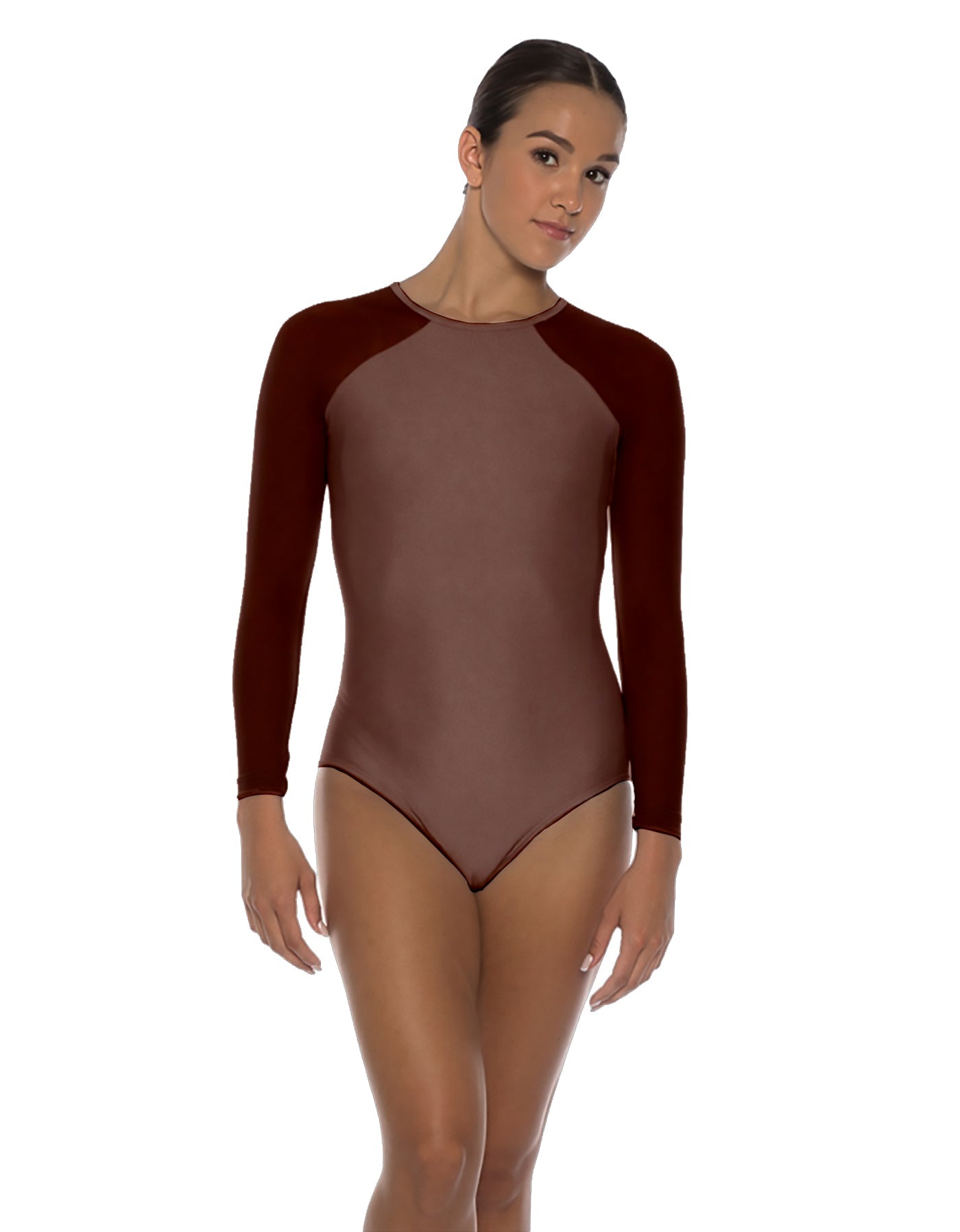 Solid Lycra LS Raglan Leotard Keyhole Back