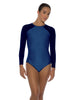 Solid Lycra LS Raglan Leotard Keyhole Back
