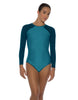 Solid Lycra LS Raglan Leotard Keyhole Back