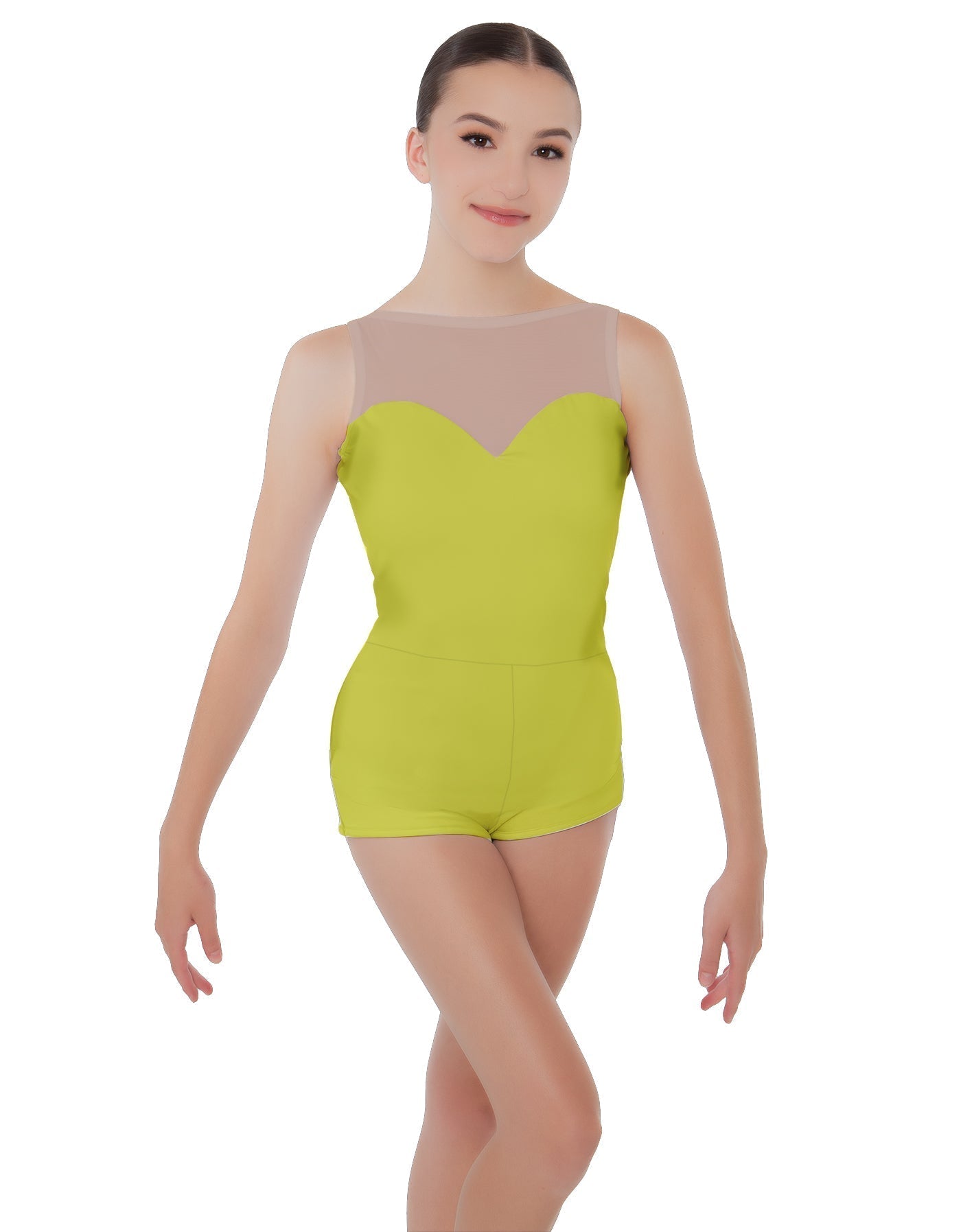 Solid Lycra Mesh Sweetheart Biketard