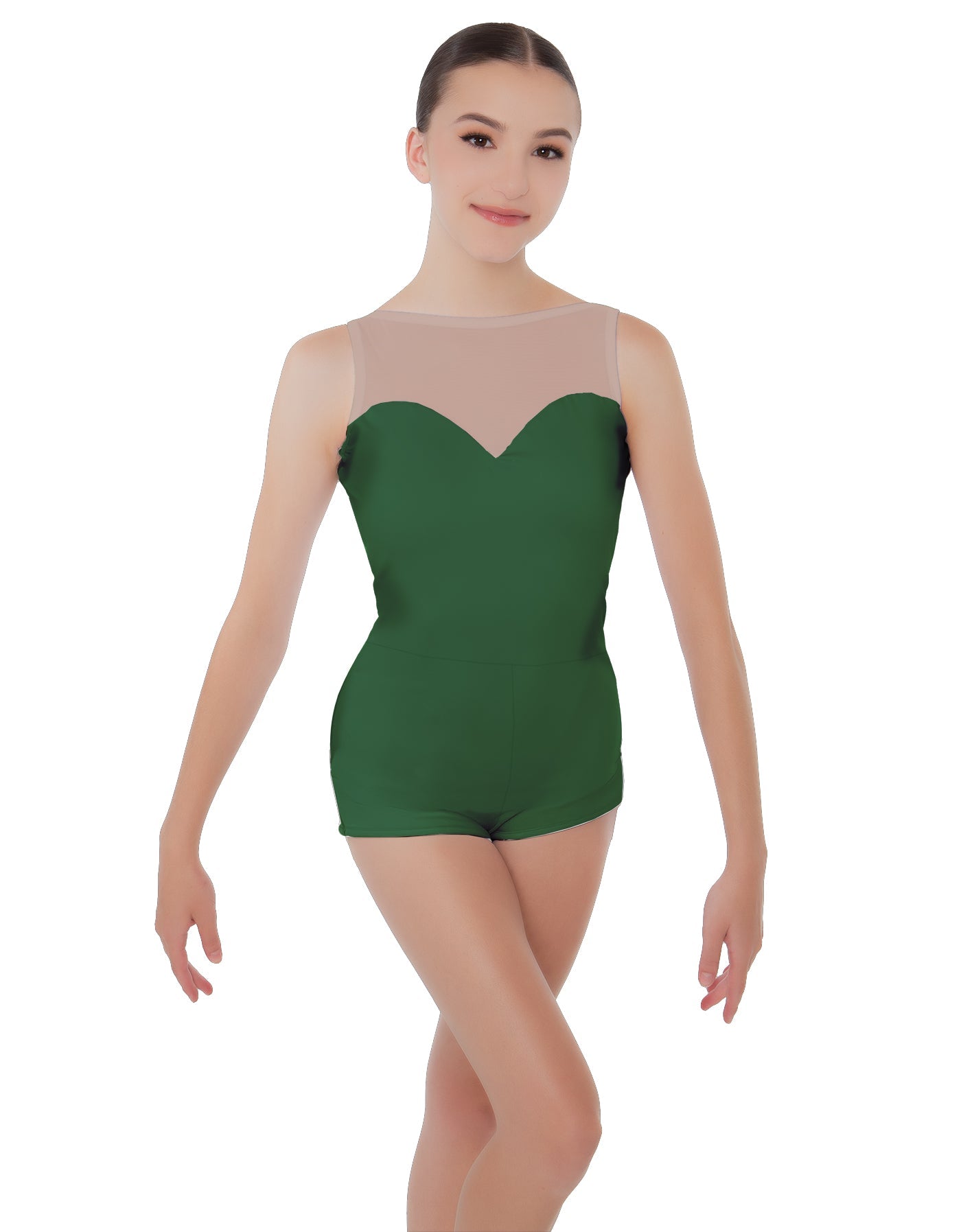 Solid Lycra Mesh Sweetheart Biketard