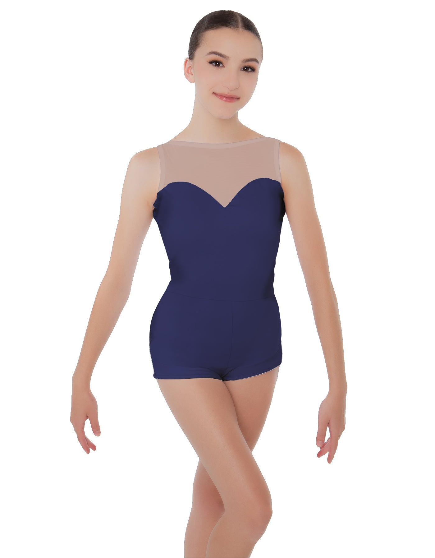 Solid Lycra Mesh Sweetheart Biketard