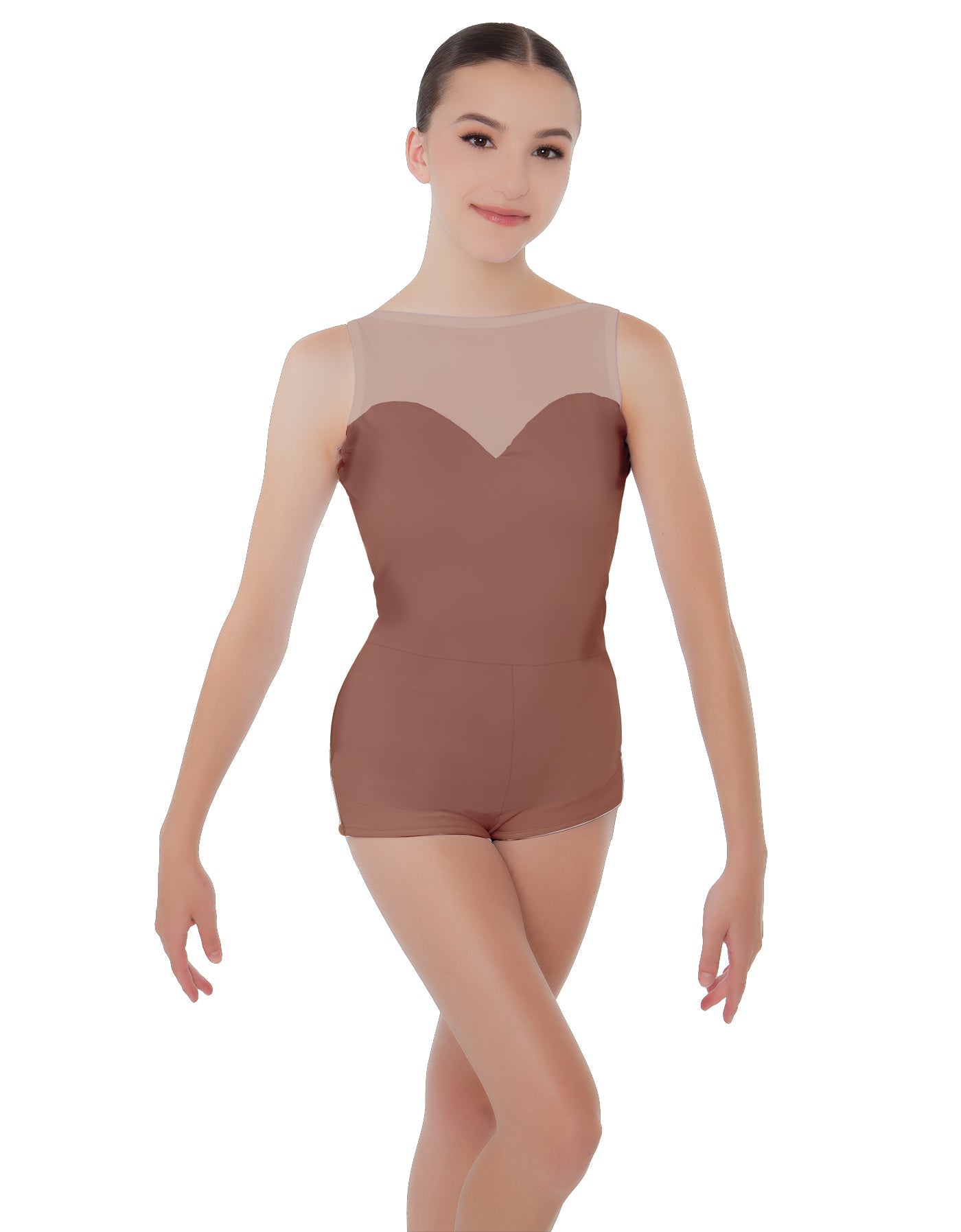 Solid Lycra Mesh Sweetheart Biketard
