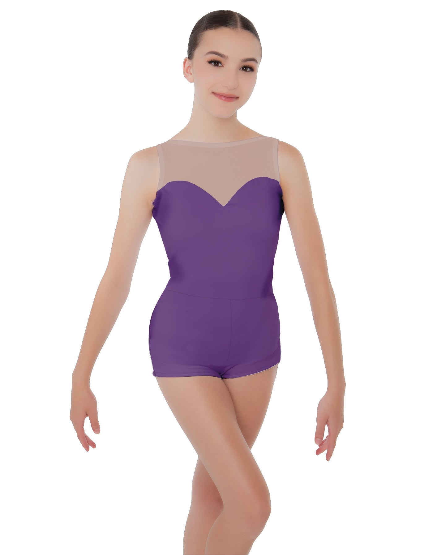 Solid Lycra Mesh Sweetheart Biketard