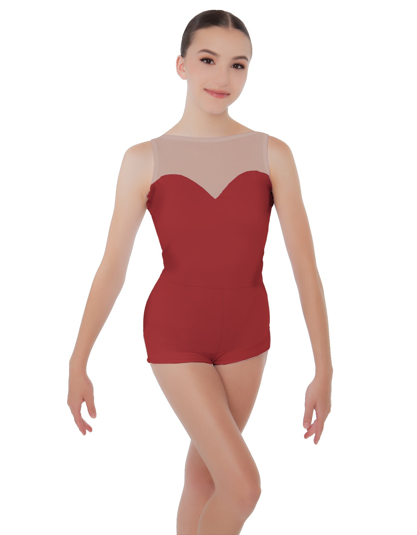 Solid Lycra Mesh Sweetheart Biketard