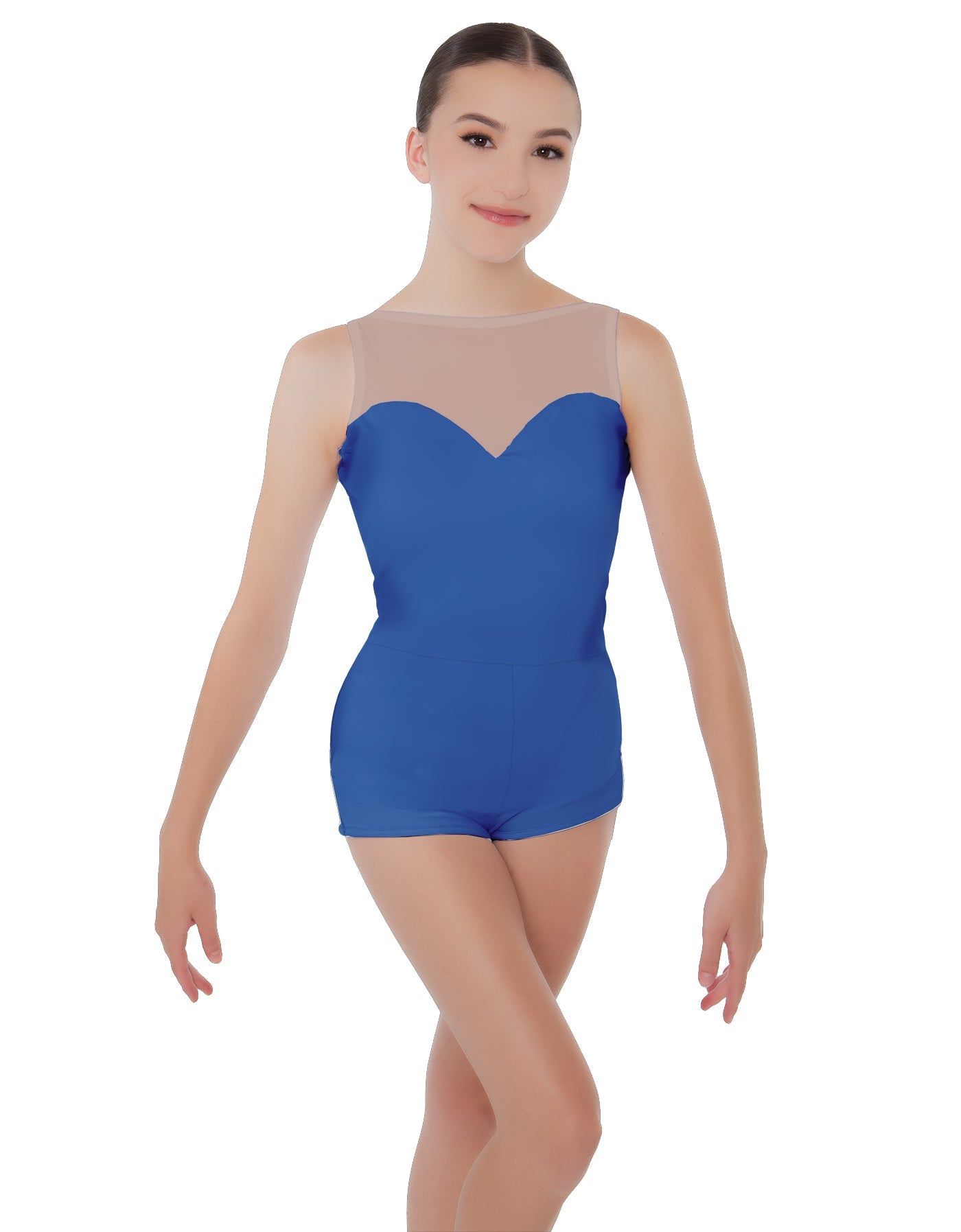 Solid Lycra Mesh Sweetheart Biketard