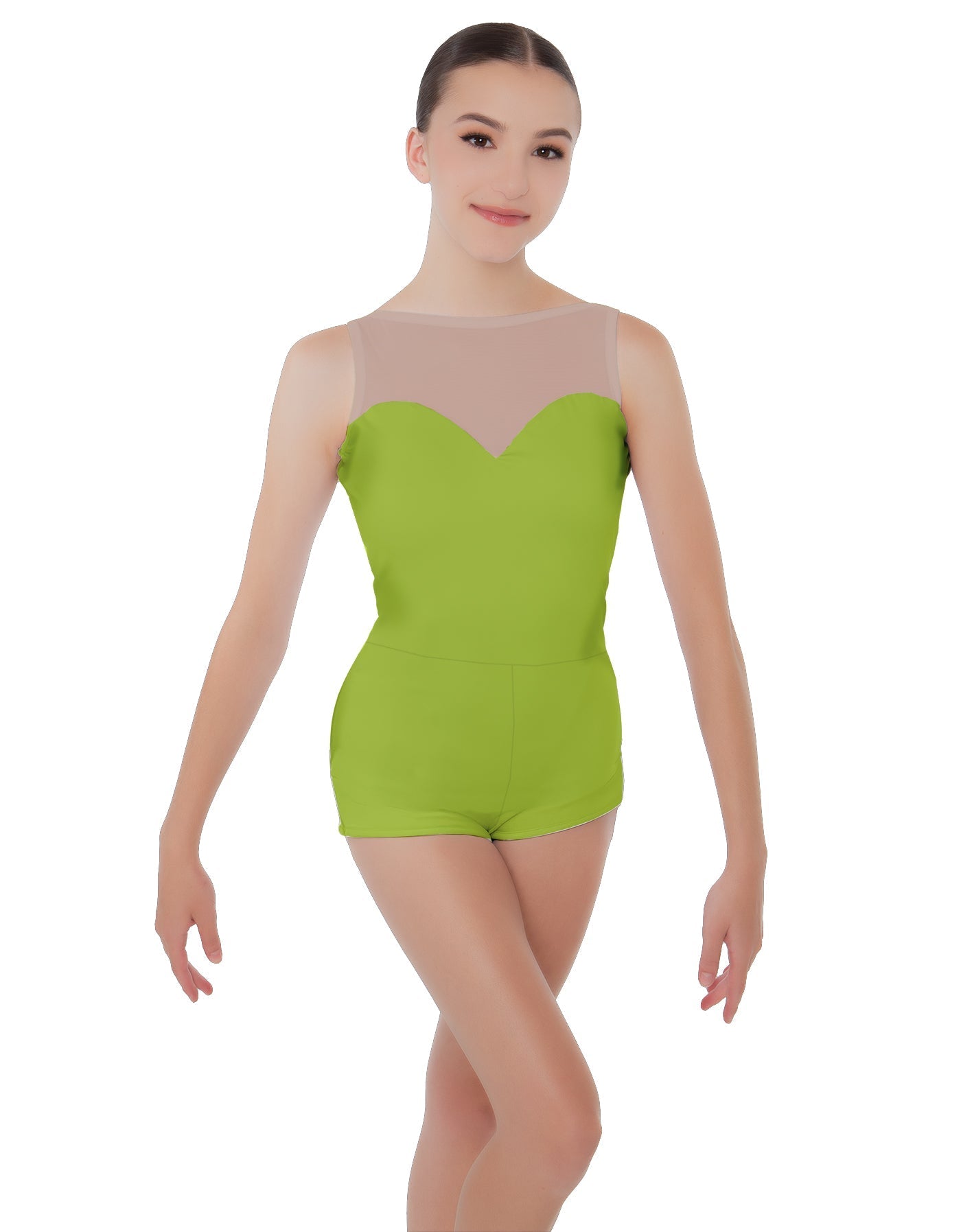Solid Lycra Mesh Sweetheart Biketard