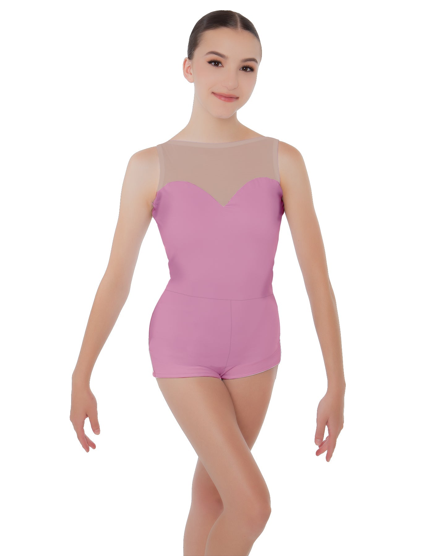Solid Lycra Mesh Sweetheart Biketard