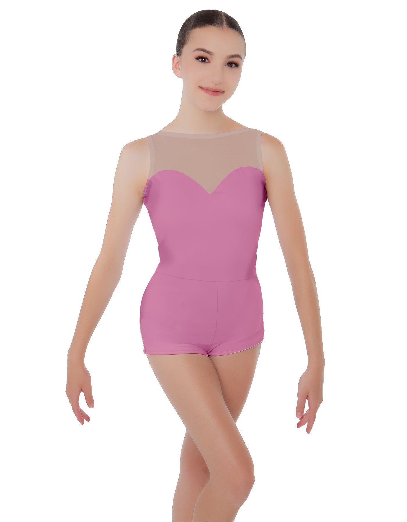 Solid Lycra Mesh Sweetheart Biketard