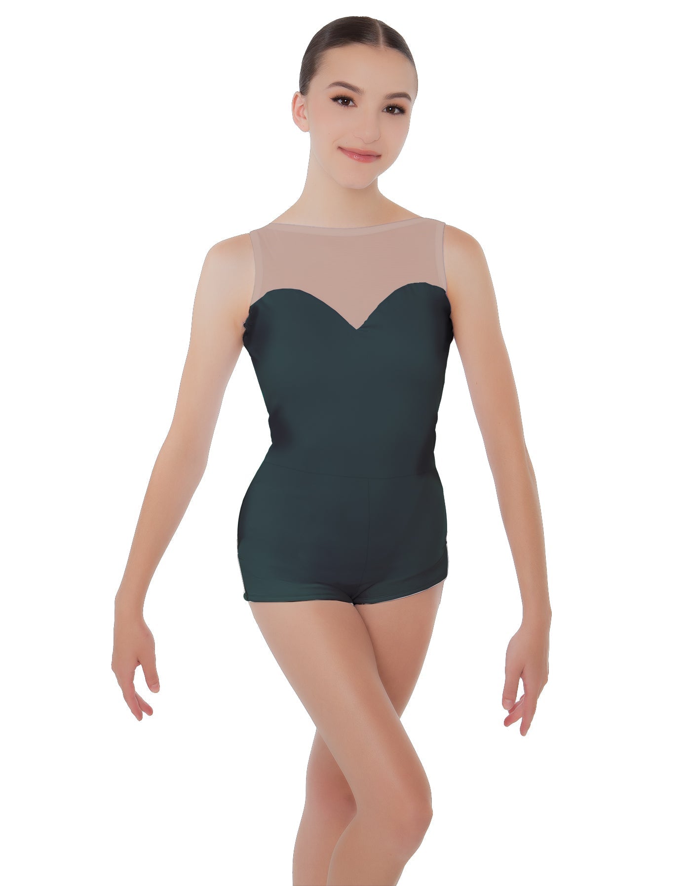 Solid Lycra Mesh Sweetheart Biketard