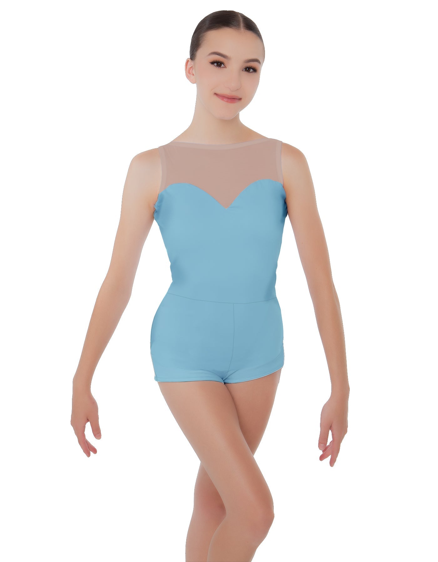 Solid Lycra Mesh Sweetheart Biketard
