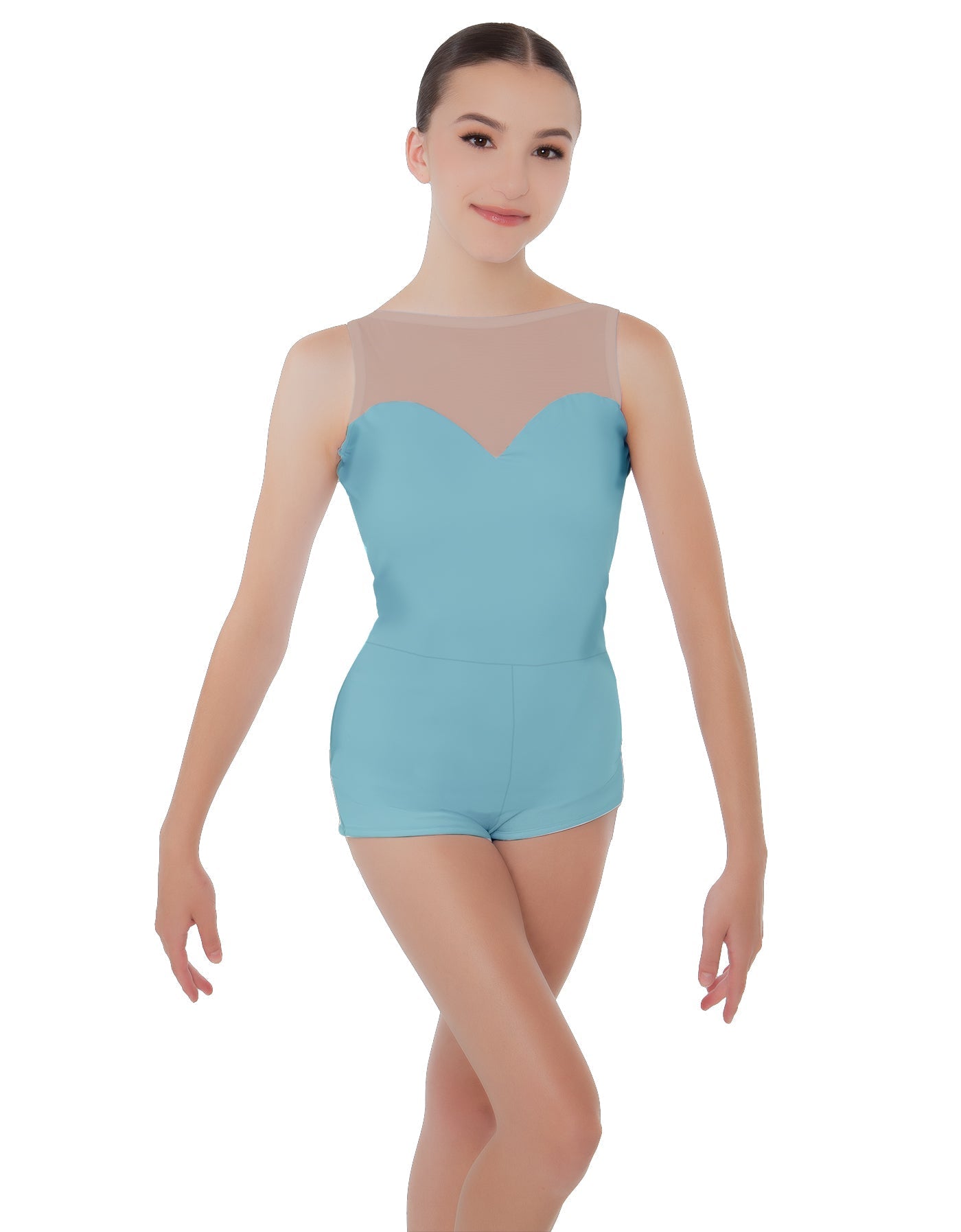 Solid Lycra Mesh Sweetheart Biketard