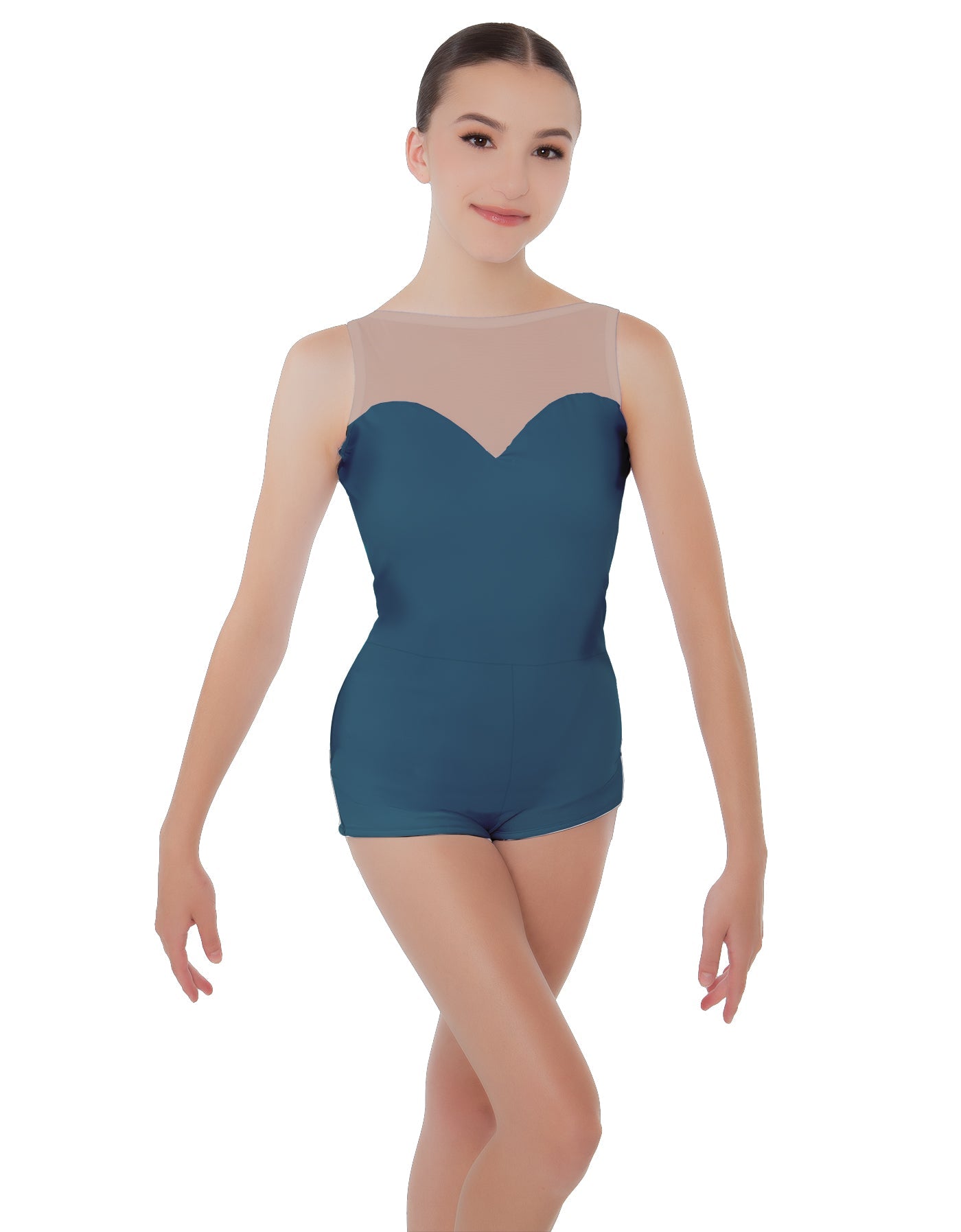 Solid Lycra Mesh Sweetheart Biketard