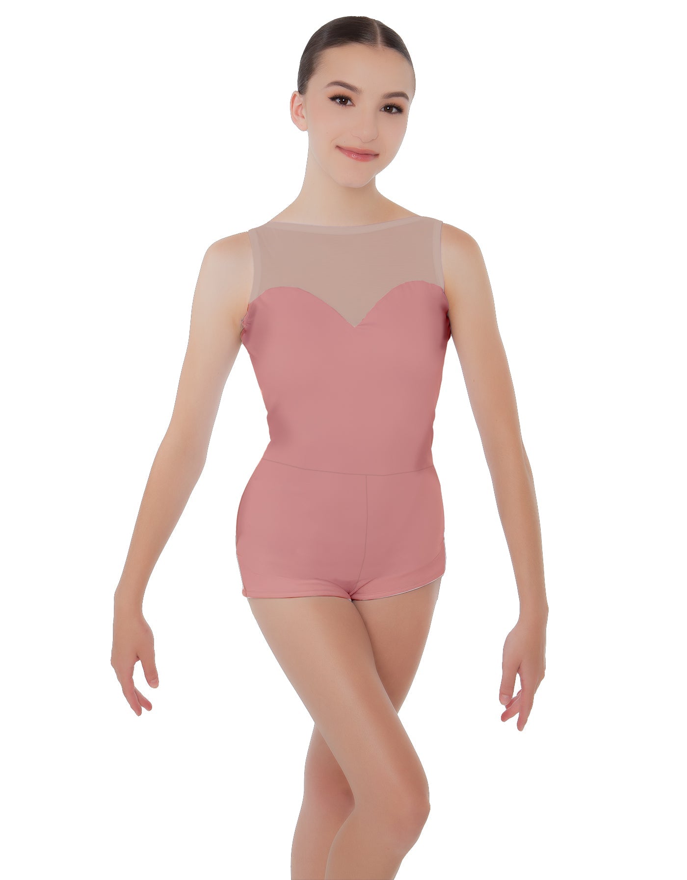 Solid Lycra Mesh Sweetheart Biketard