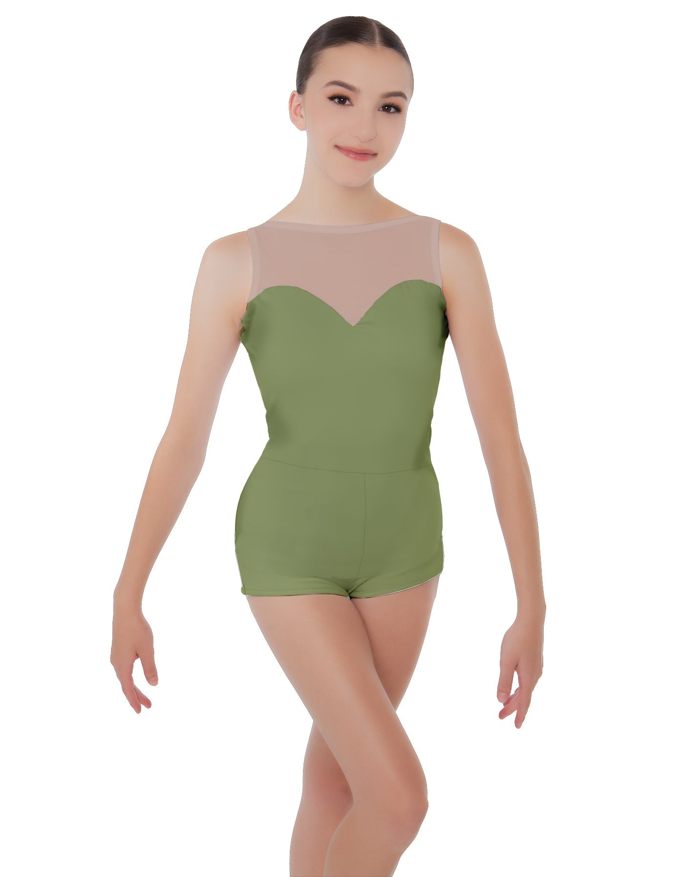 Solid Lycra Mesh Sweetheart Biketard