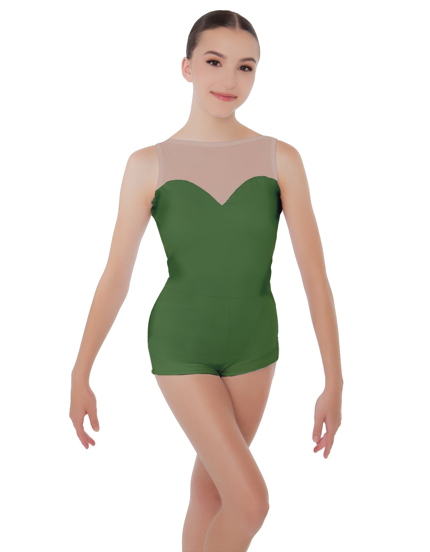 Solid Lycra Mesh Sweetheart Biketard