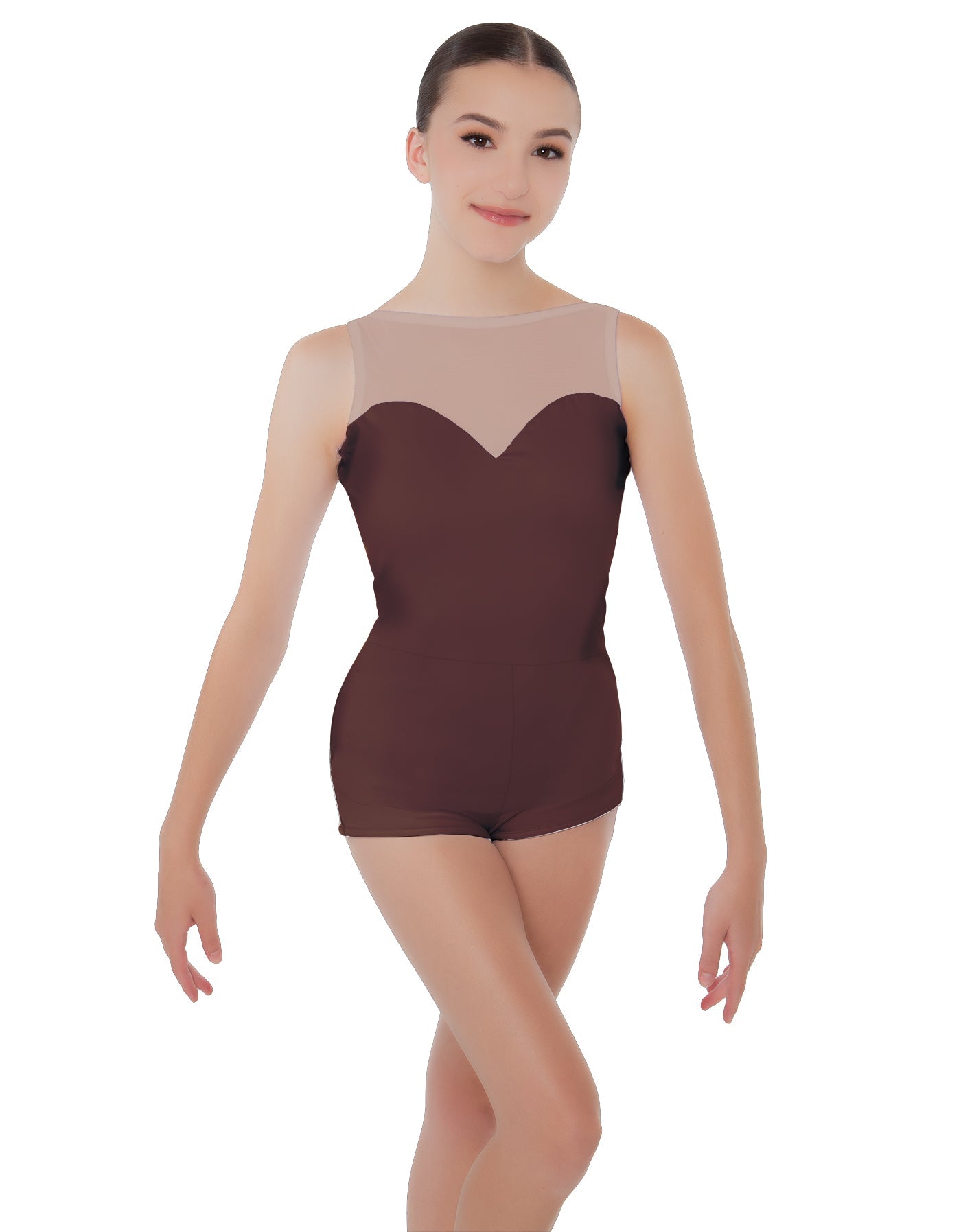 Solid Lycra Mesh Sweetheart Biketard