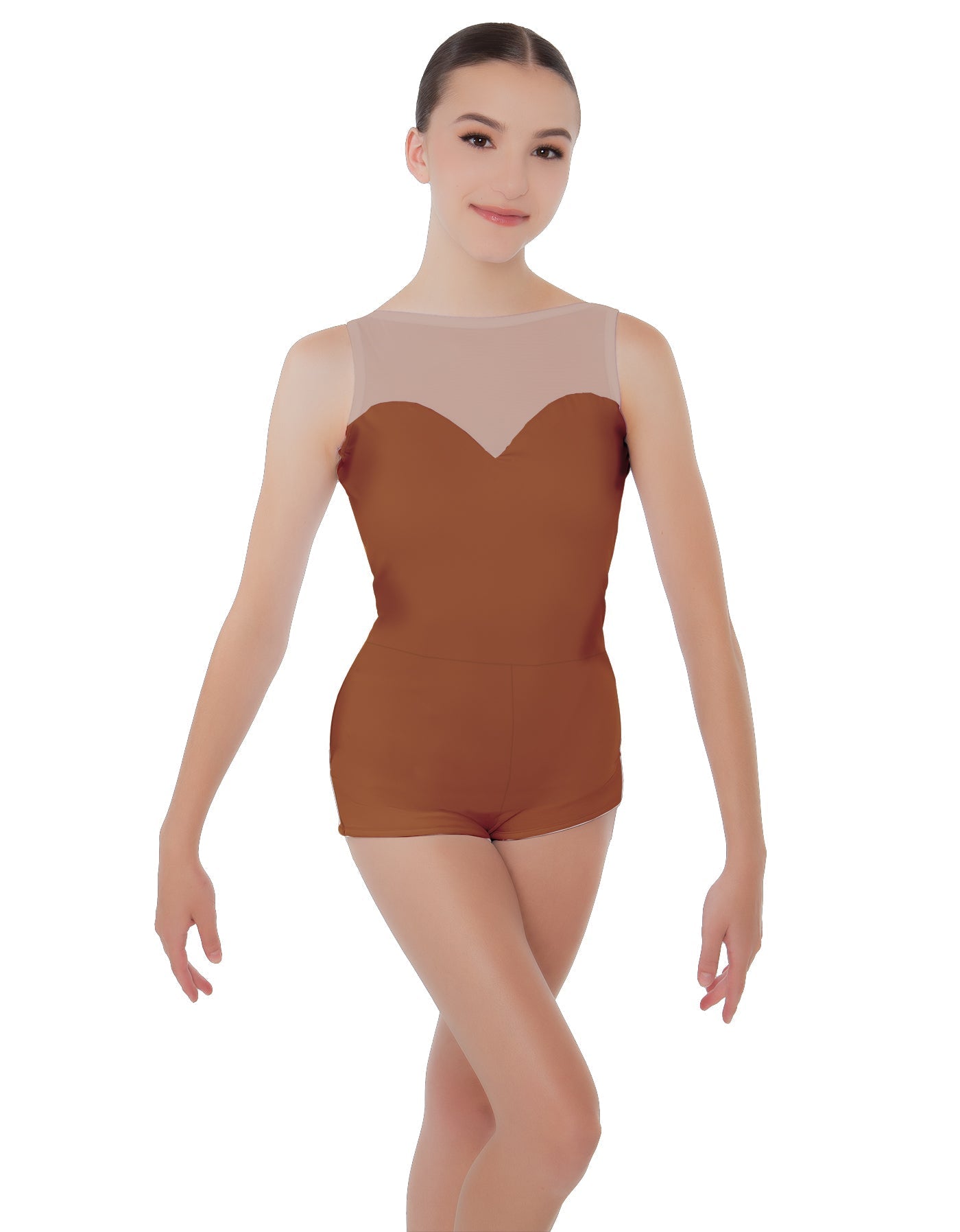 Solid Lycra Mesh Sweetheart Biketard