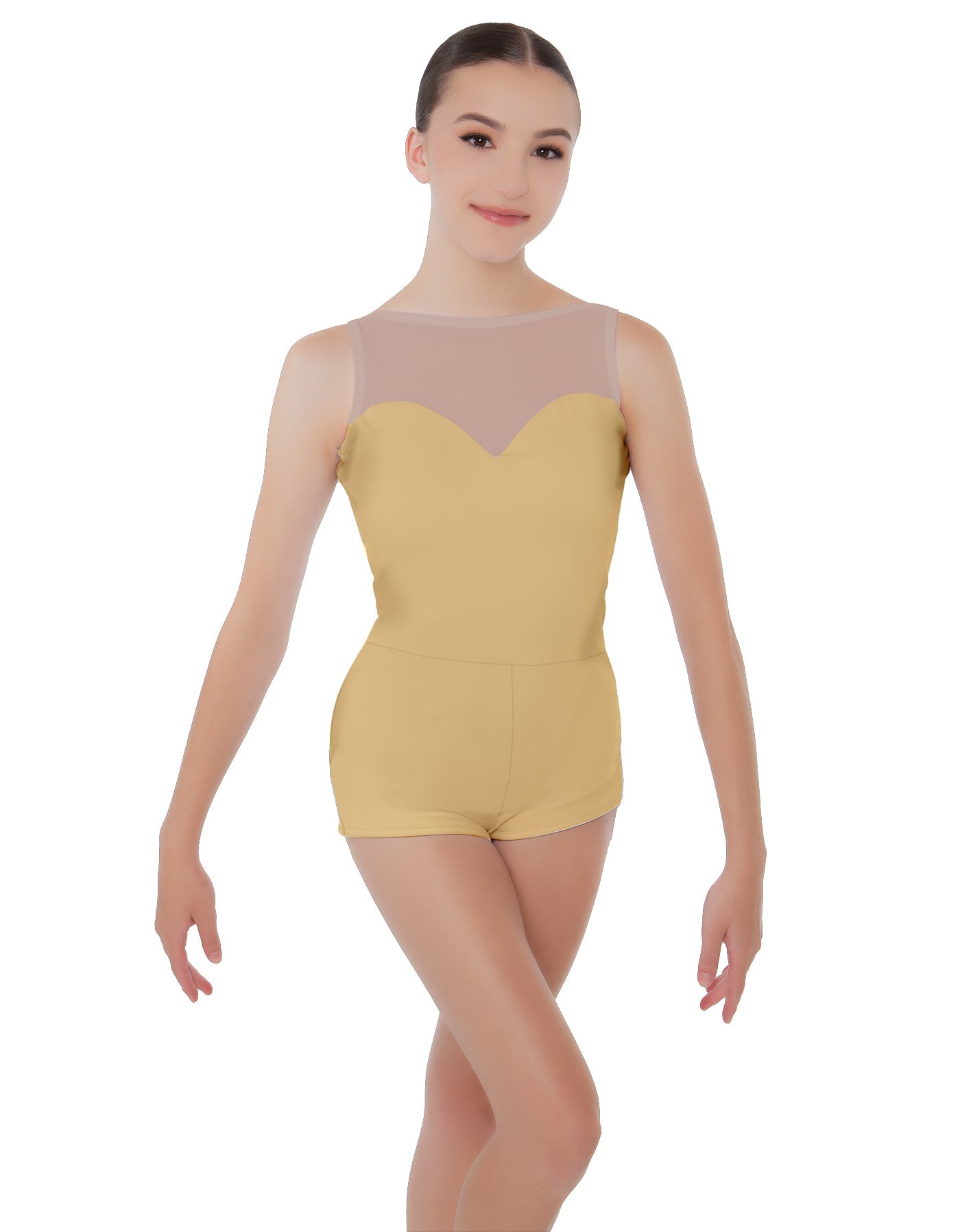 Solid Lycra Mesh Sweetheart Biketard