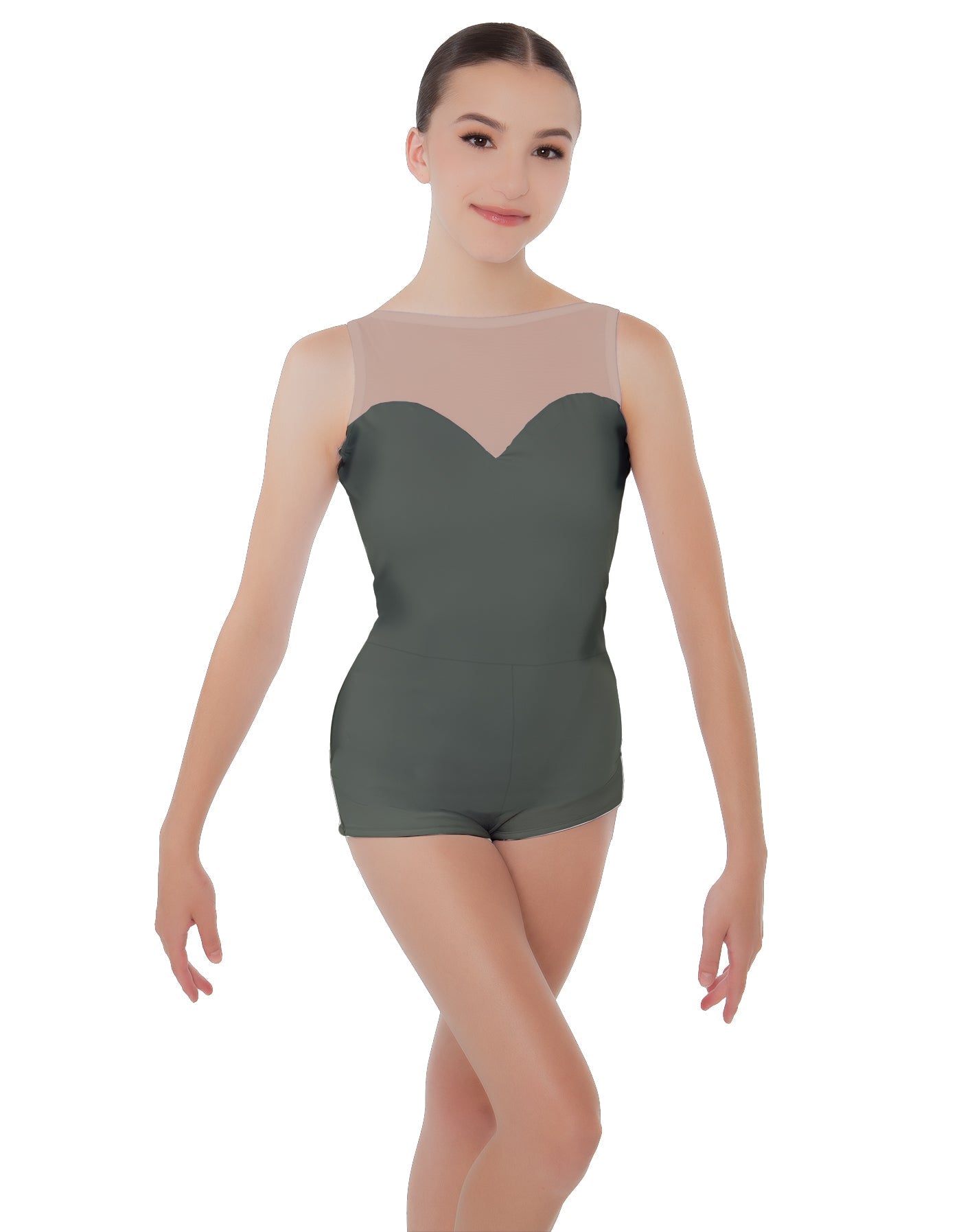 Solid Lycra Mesh Sweetheart Biketard