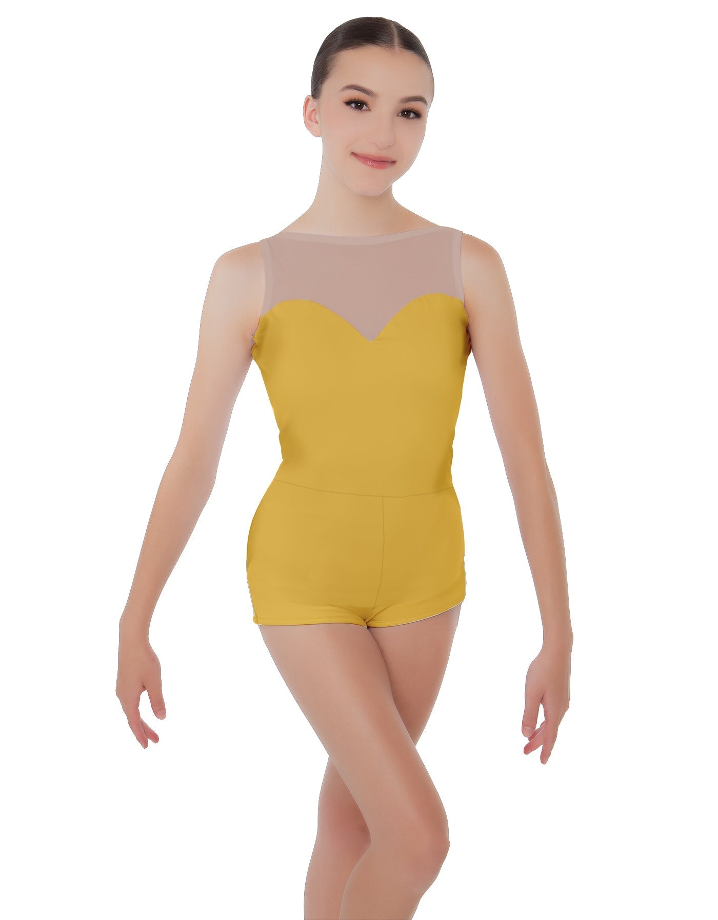 Solid Lycra Mesh Sweetheart Biketard