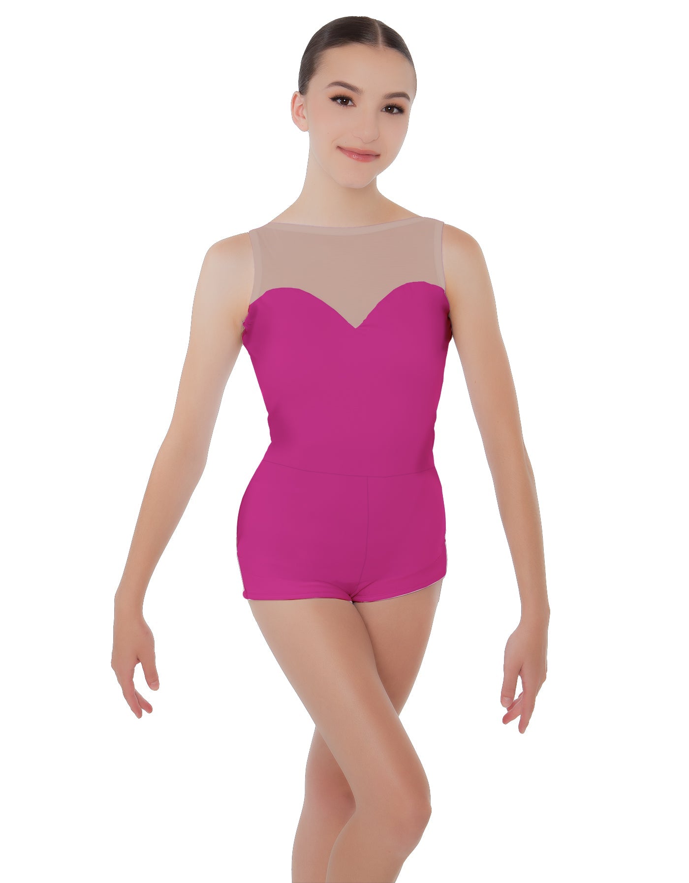 Solid Lycra Mesh Sweetheart Biketard