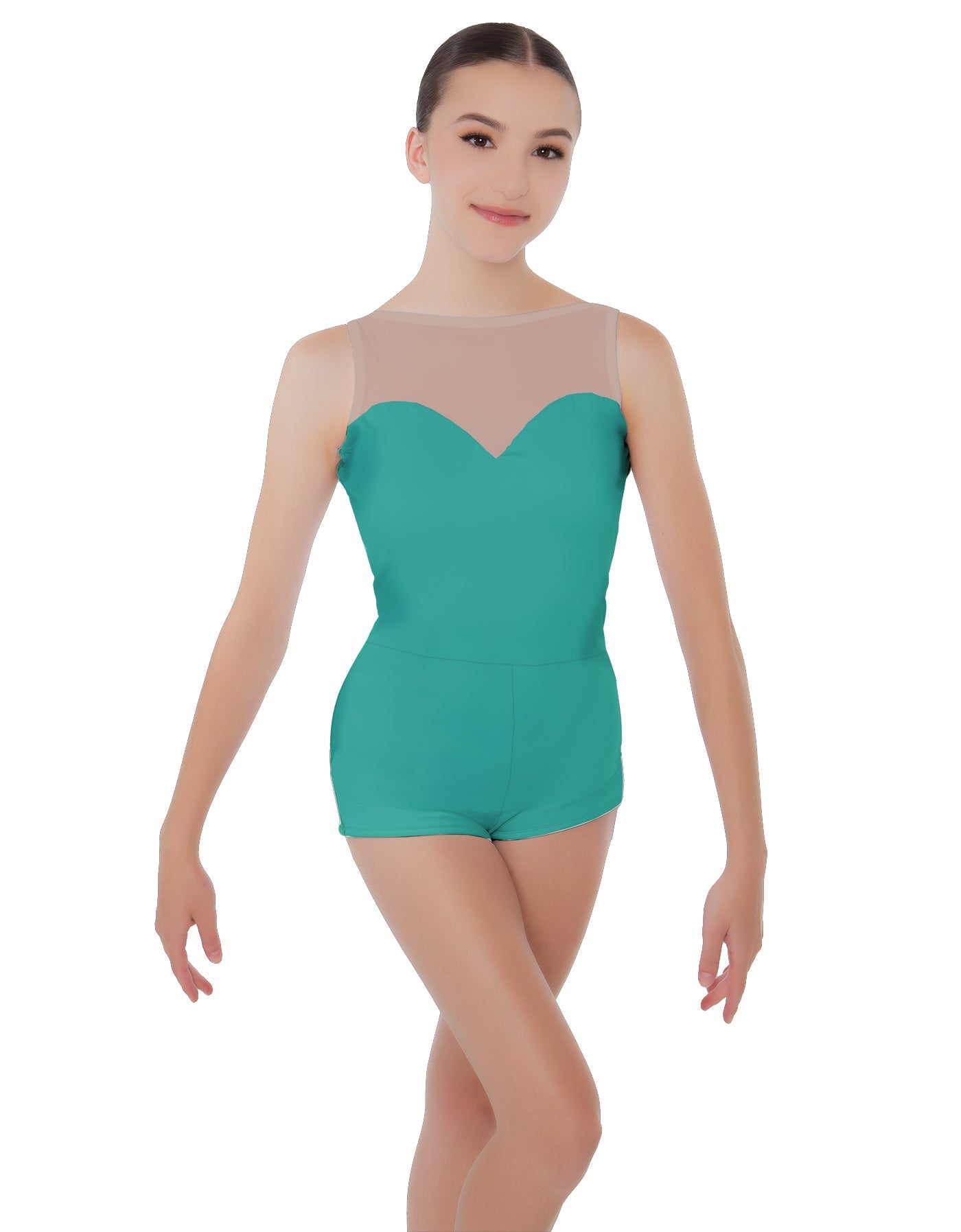 Solid Lycra Mesh Sweetheart Biketard