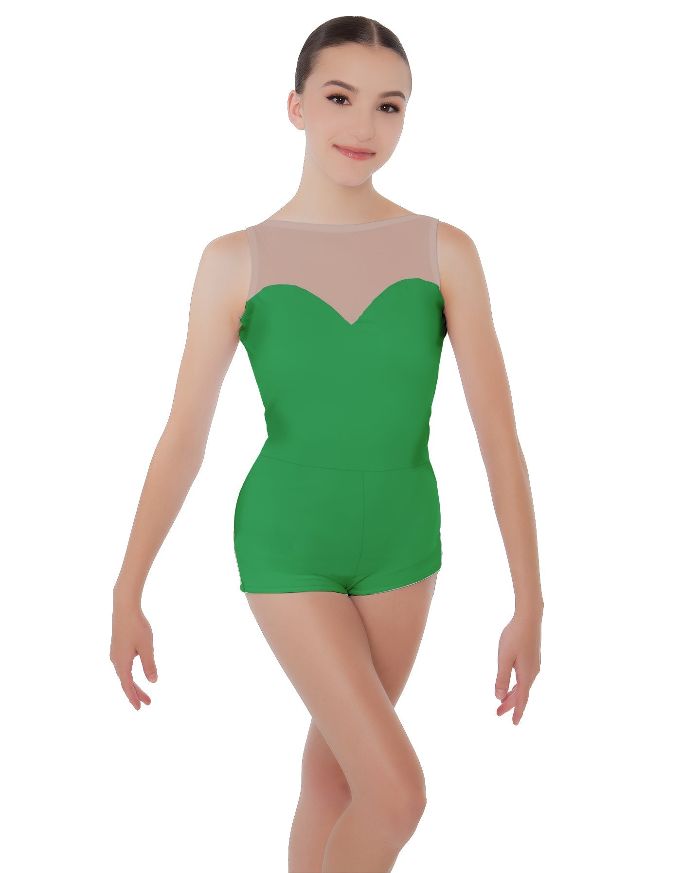 Solid Lycra Mesh Sweetheart Biketard