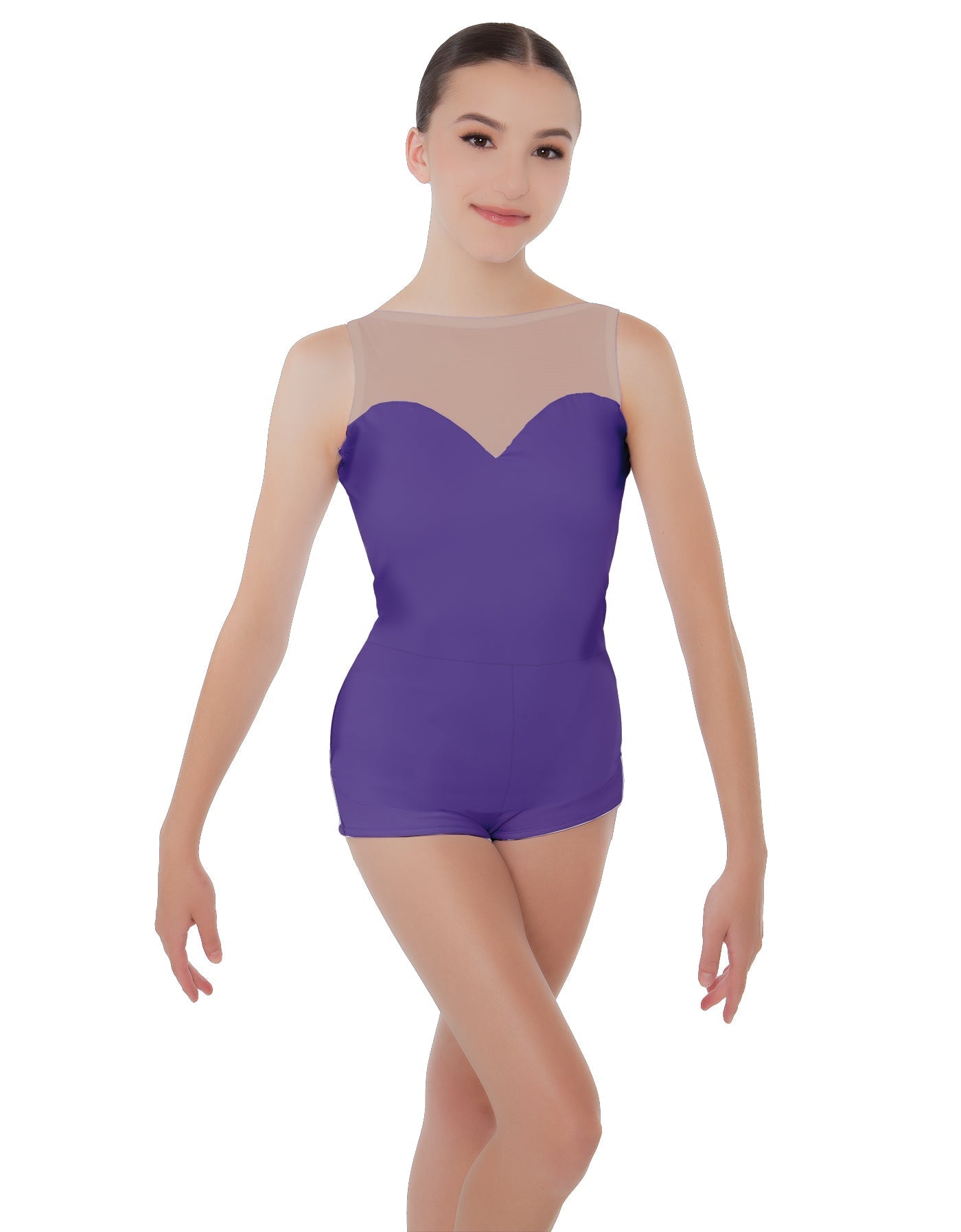 Solid Lycra Mesh Sweetheart Biketard