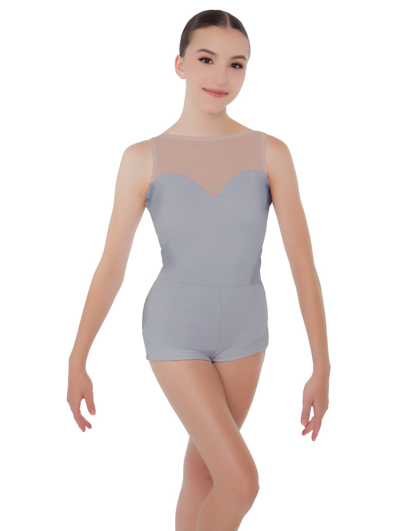 Solid Lycra Mesh Sweetheart Biketard