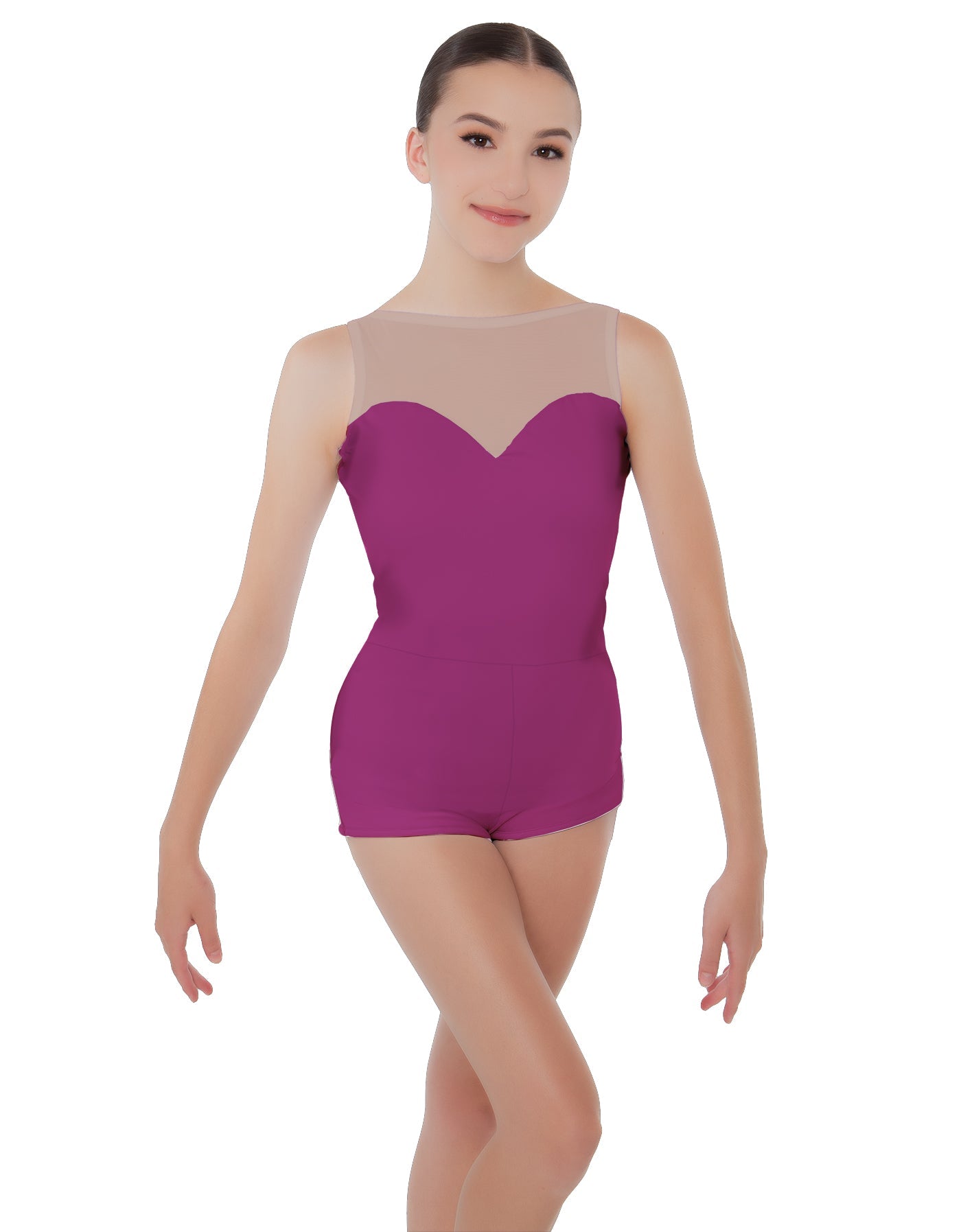 Solid Lycra Mesh Sweetheart Biketard