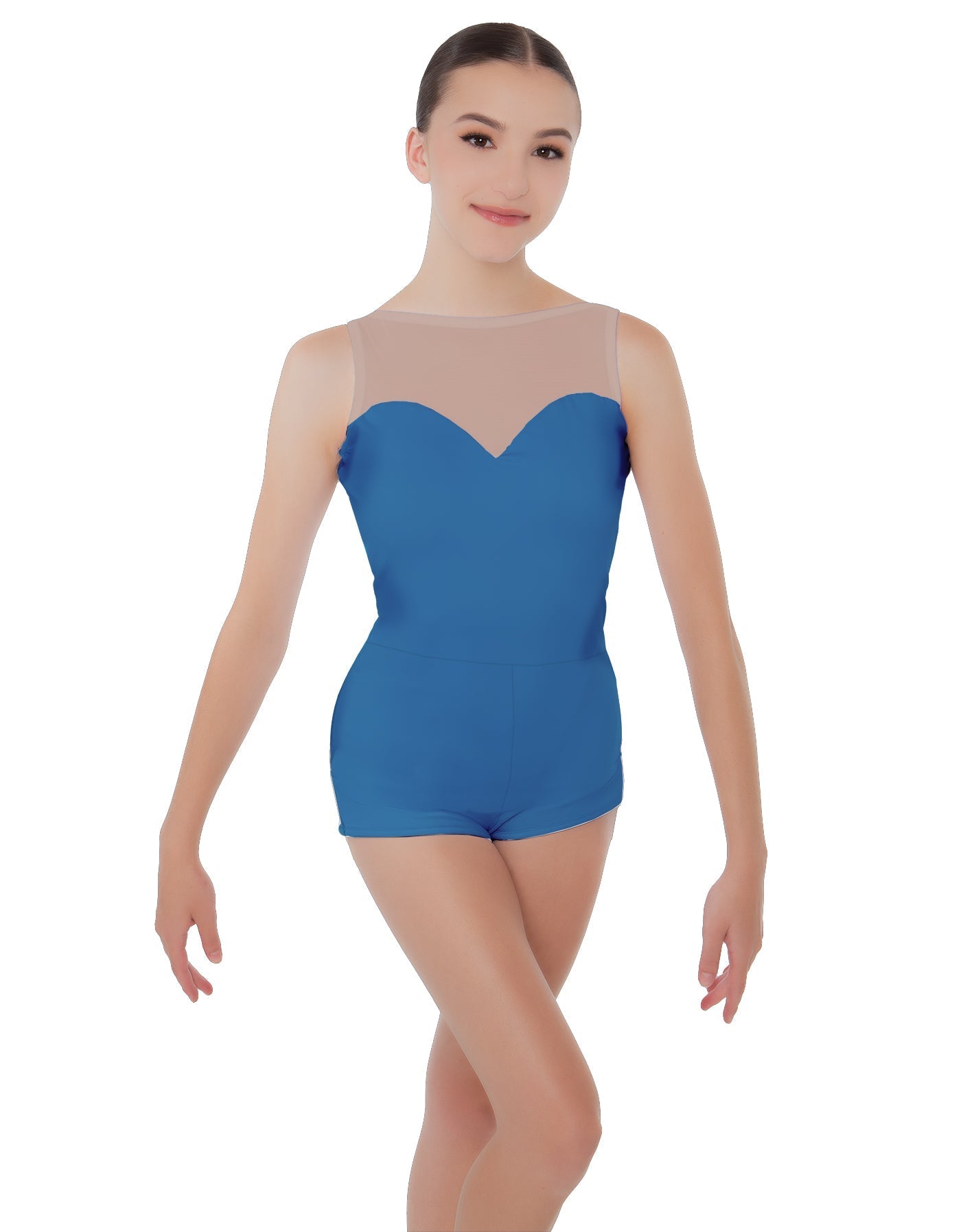 Solid Lycra Mesh Sweetheart Biketard