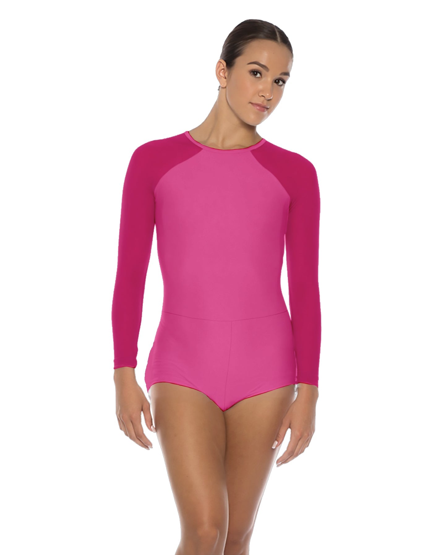 Solid Lycra LS Raglan Keyhole Back Biketard