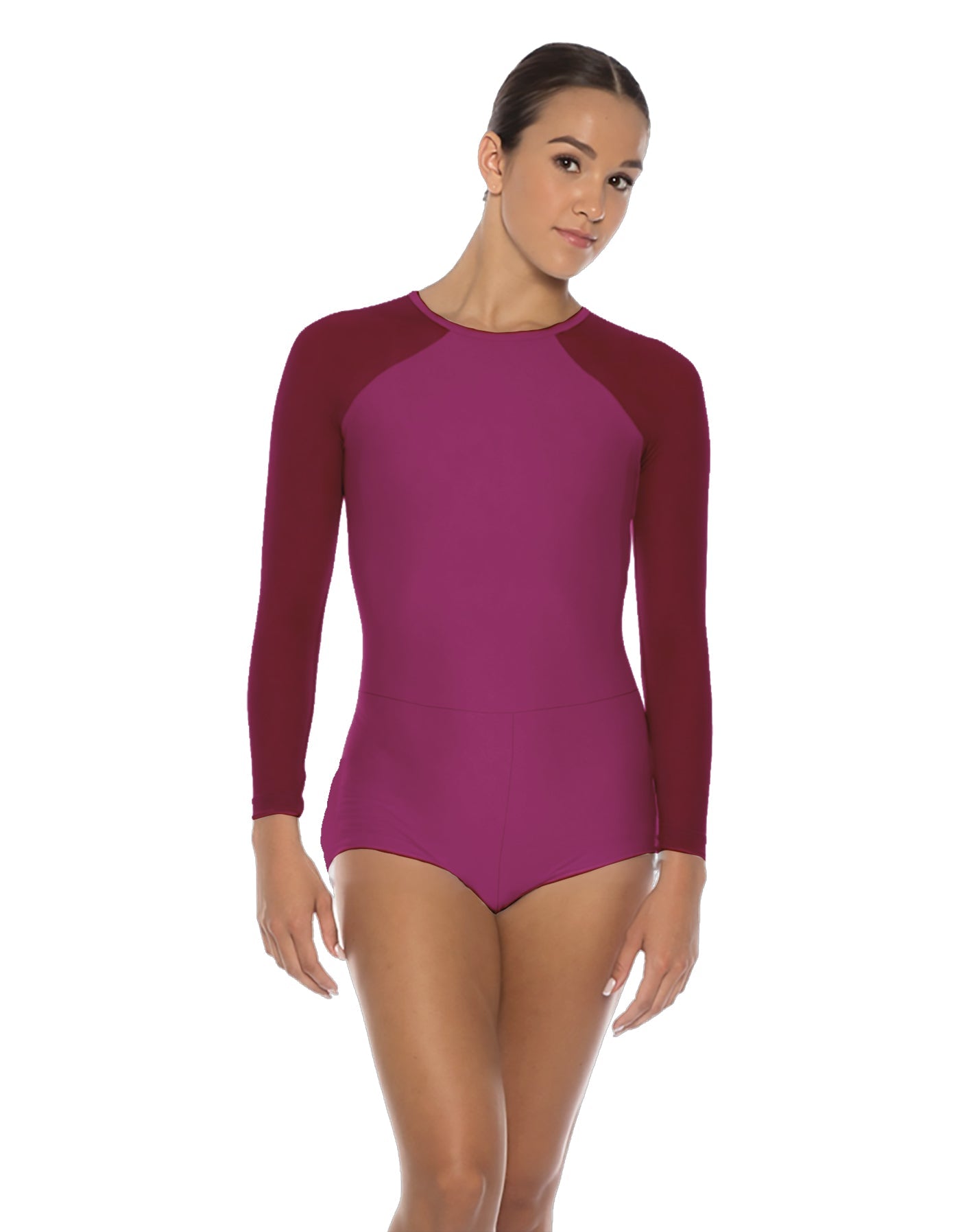 Solid Lycra LS Raglan Keyhole Back Biketard