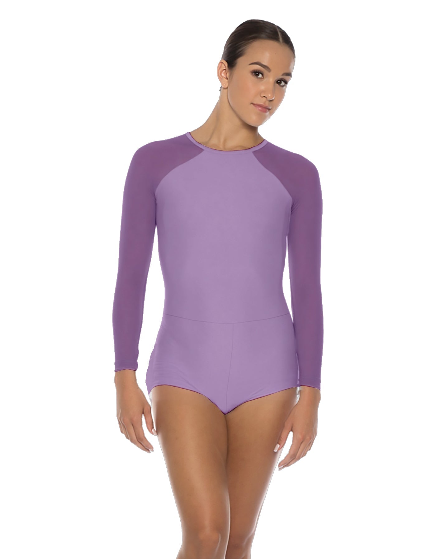 Solid Lycra LS Raglan Keyhole Back Biketard