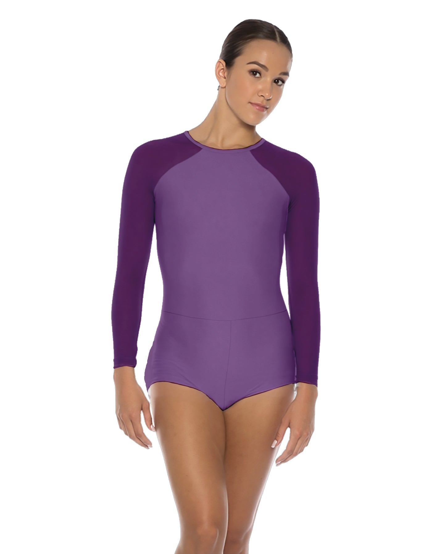Solid Lycra LS Raglan Keyhole Back Biketard