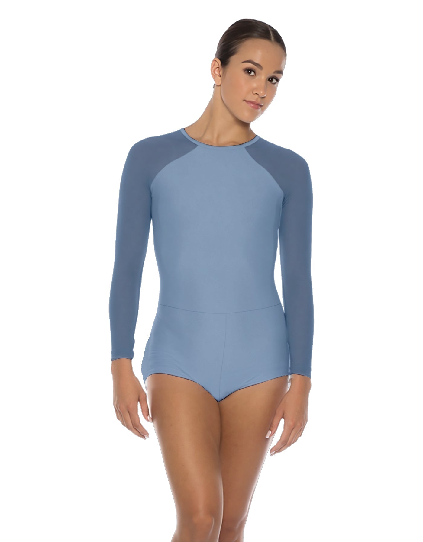 Solid Lycra LS Raglan Keyhole Back Biketard