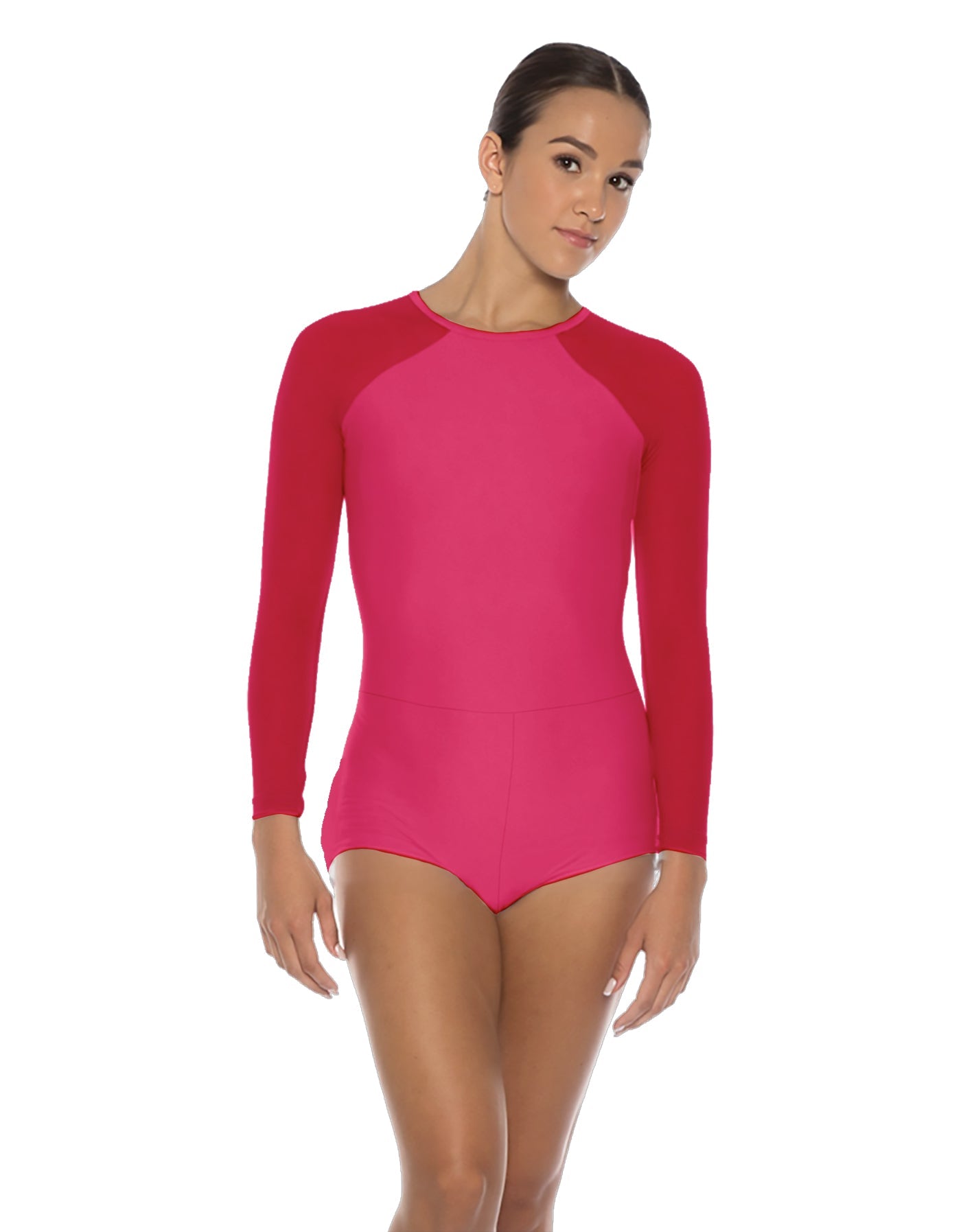 Solid Lycra LS Raglan Keyhole Back Biketard