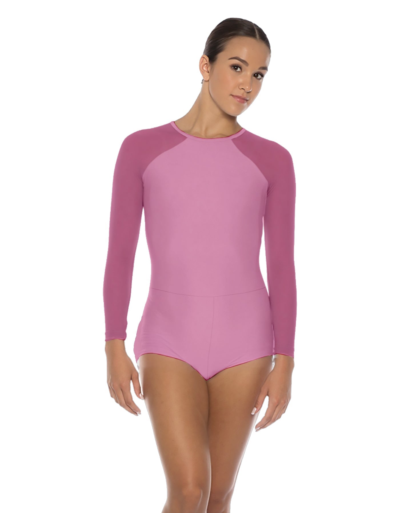 Solid Lycra LS Raglan Keyhole Back Biketard