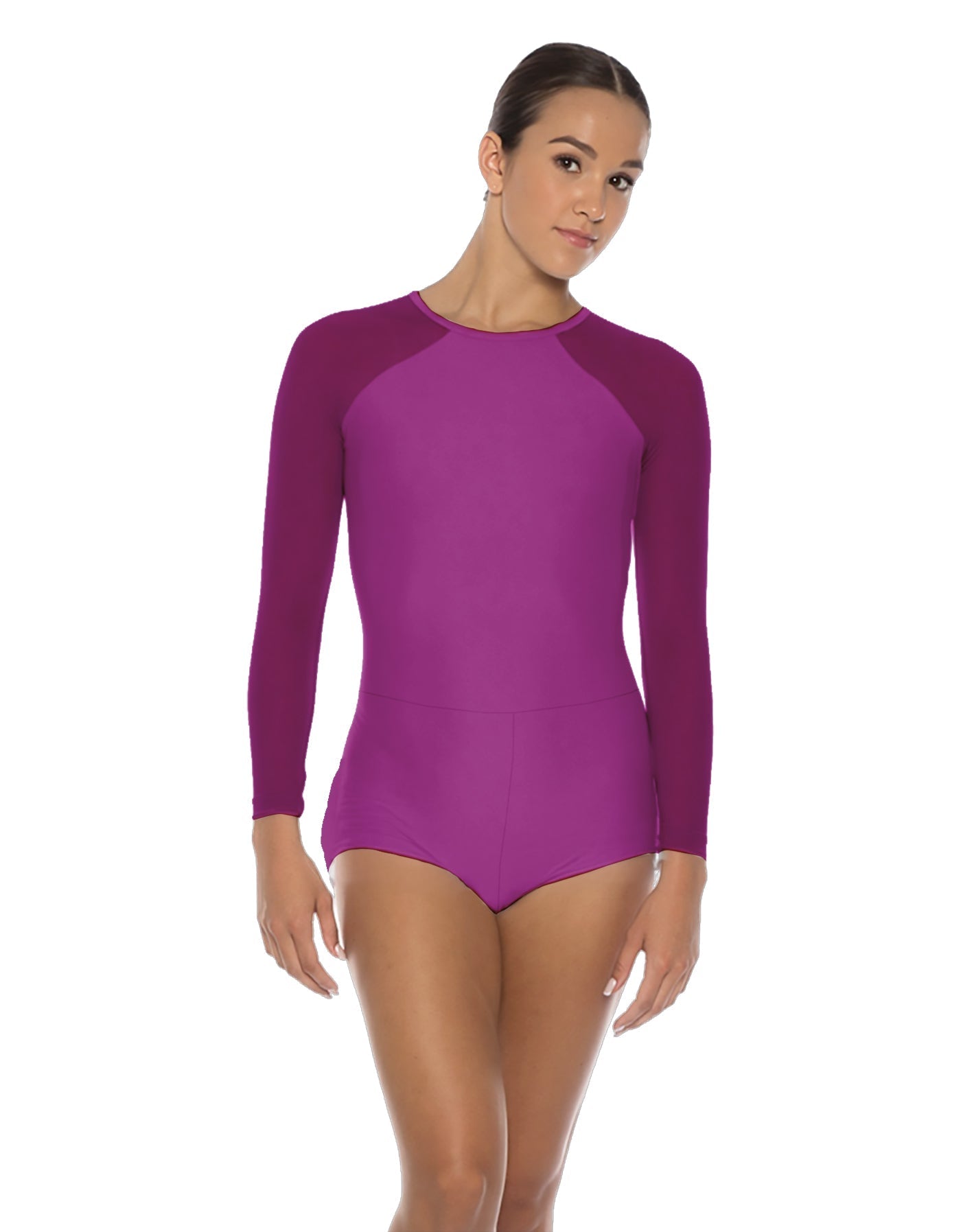 Solid Lycra LS Raglan Keyhole Back Biketard