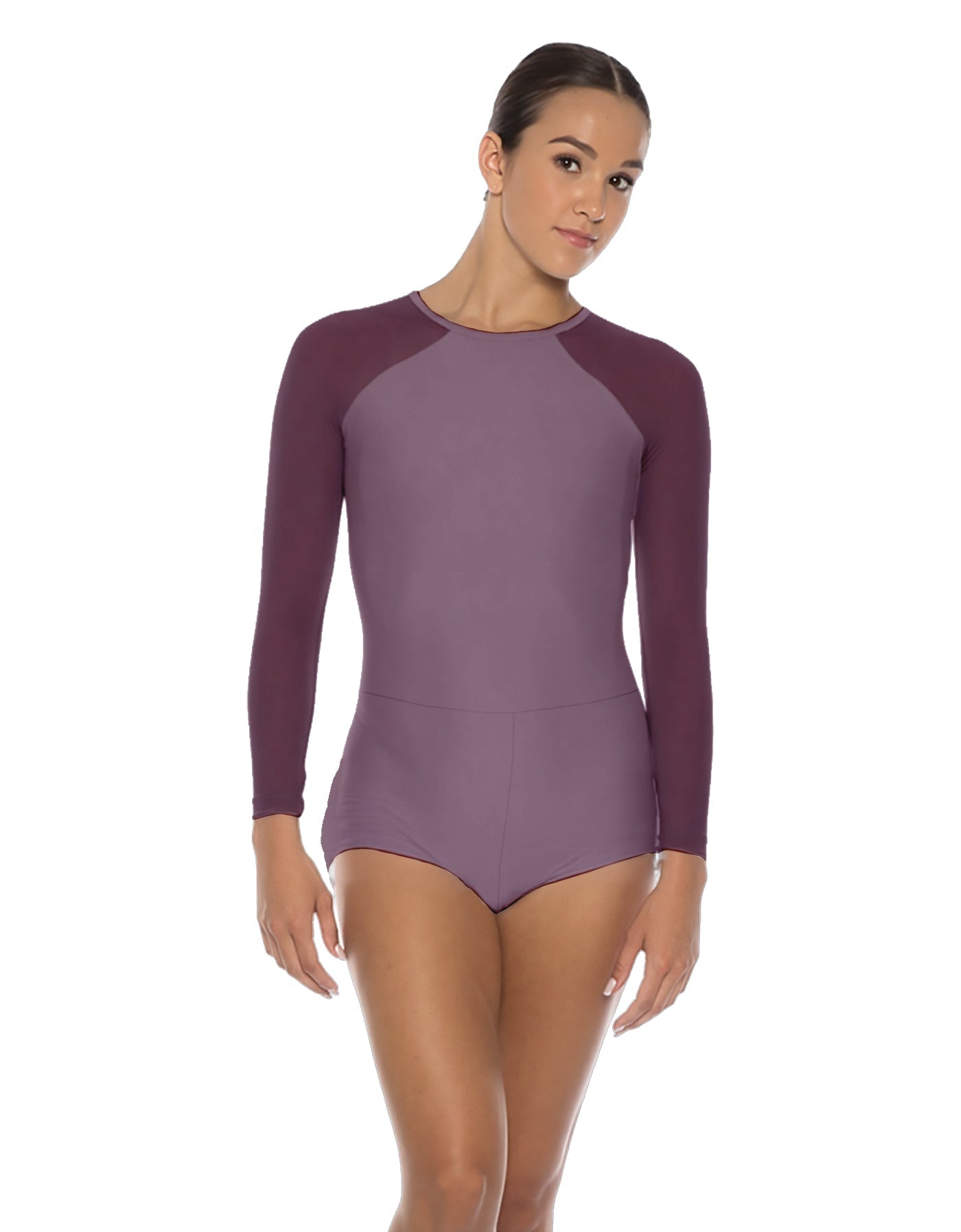 Solid Lycra LS Raglan Keyhole Back Biketard