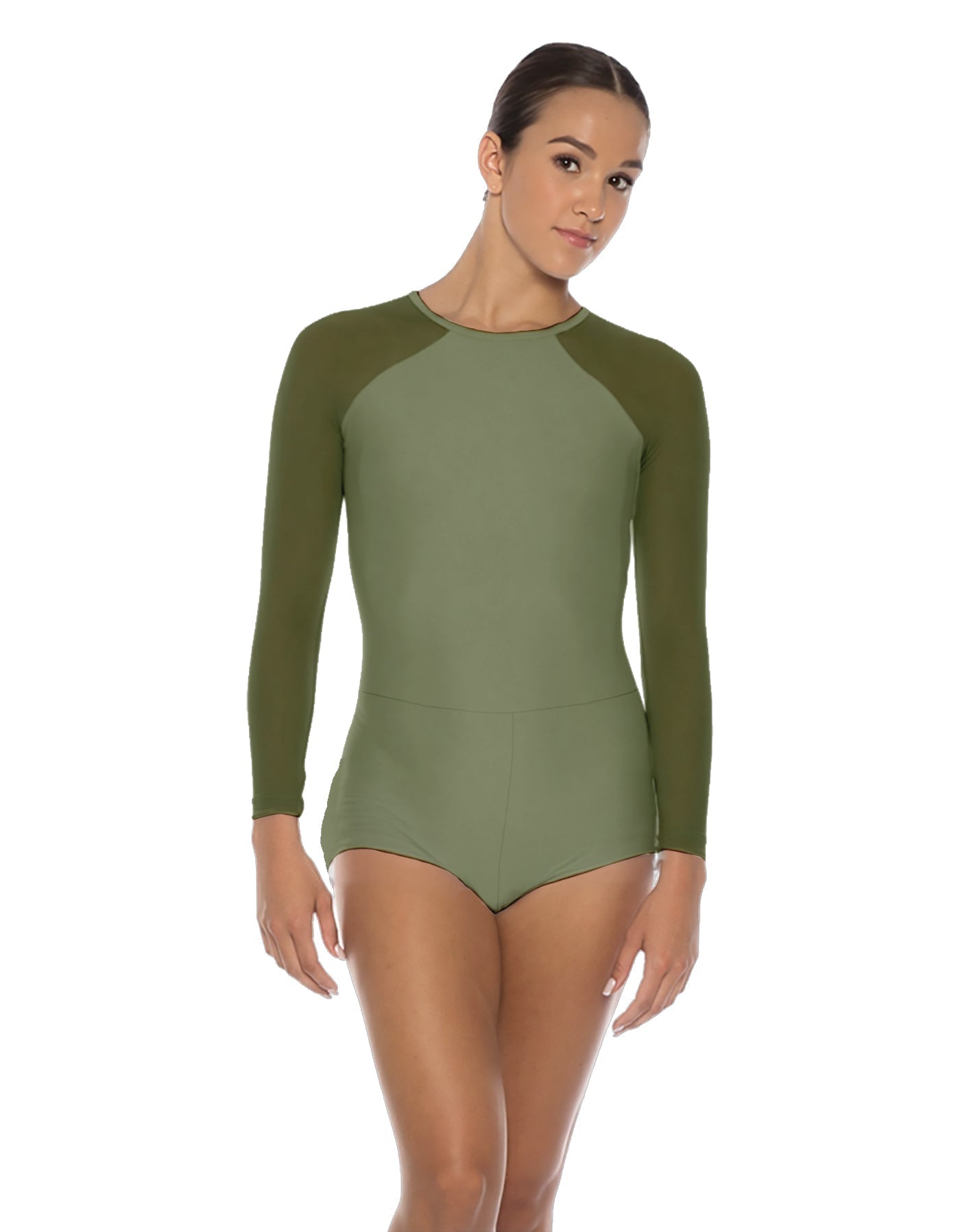 Solid Lycra LS Raglan Keyhole Back Biketard