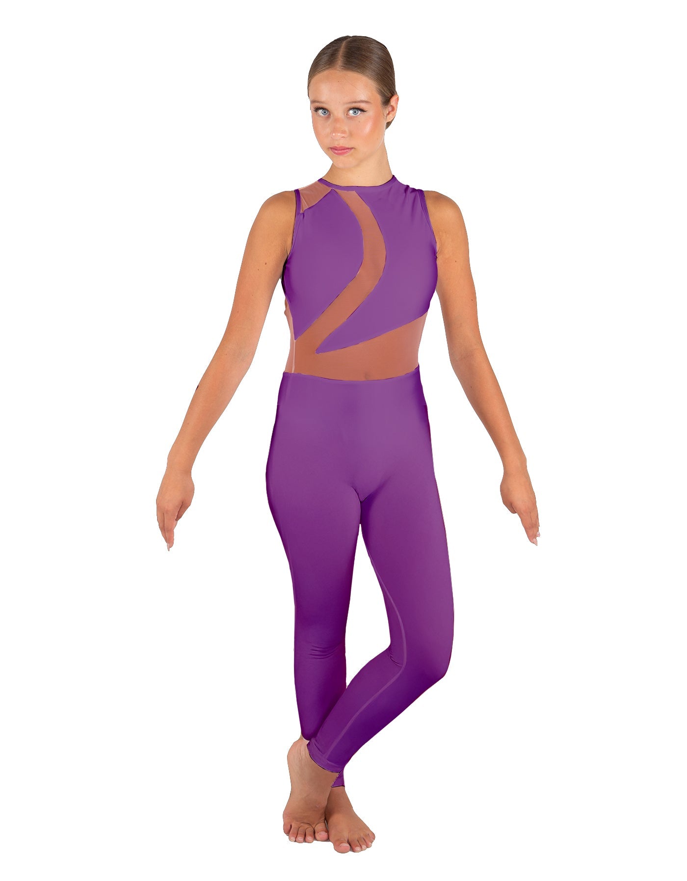 Solid Lycra Embrace Sleeveless Unitard