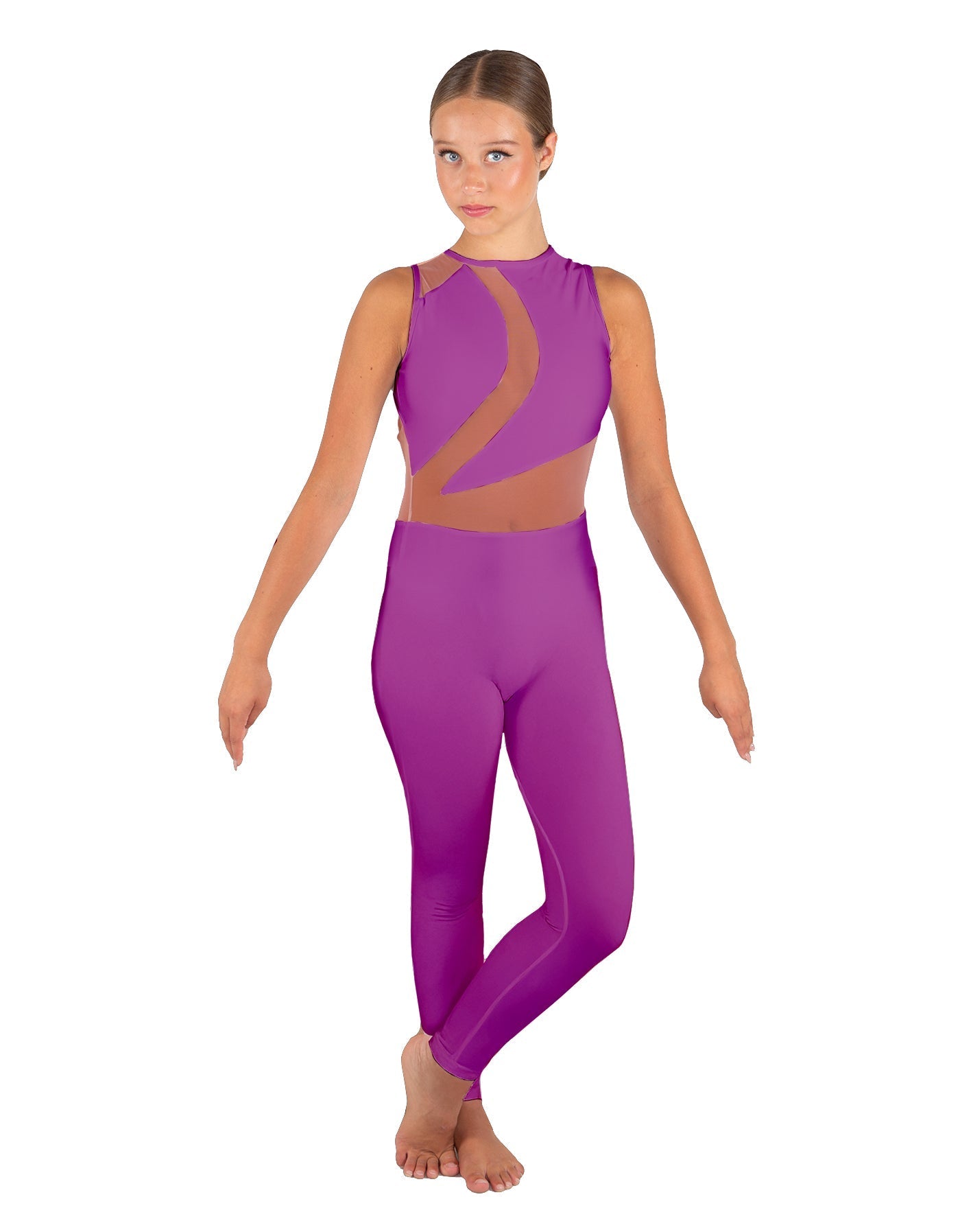 Solid Lycra Embrace Sleeveless Unitard