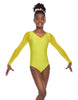 Solid Lycra Mesh LS V Neck Leotard Gymnastics