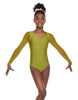 Solid Lycra Mesh LS V Neck Leotard Gymnastics