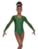 Solid Lycra Mesh LS V Neck Leotard Gymnastics