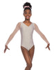 Solid Lycra Mesh LS V Neck Leotard Gymnastics